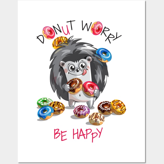 hedgehog donut worry Wall Art by Mako Design 